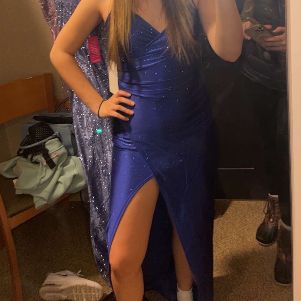 Size Medium blue Honey and Rosie sparkly prom dress